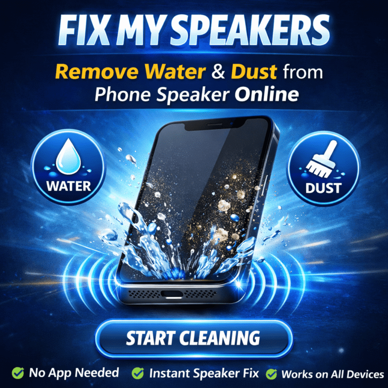 Fix My Speakers Online Tool: Clean Water and Dust from Mobile Speakers Instantly
