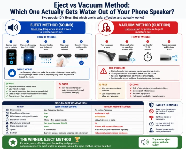 Eject vs Vacuum Method: Which One Actually Gets Water Out of Your Phone Speaker?