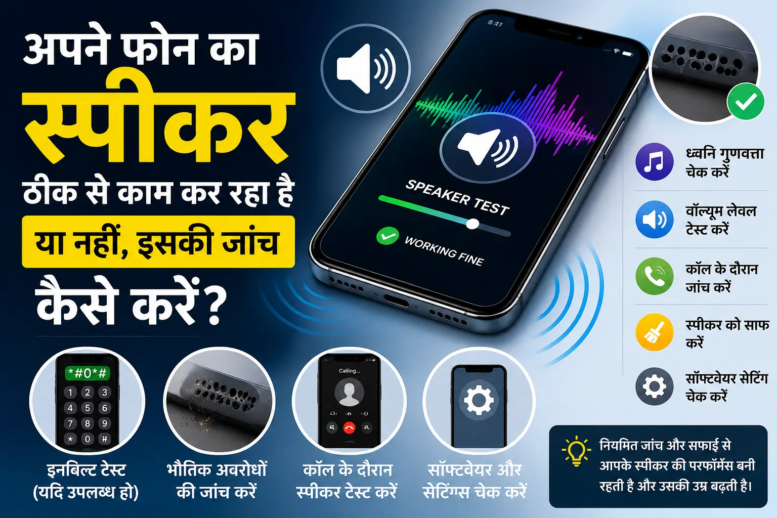 अपने फोन का स्पीकर ठीक से काम कर रहा है या नहीं, इसकी जांच कैसे करें? -