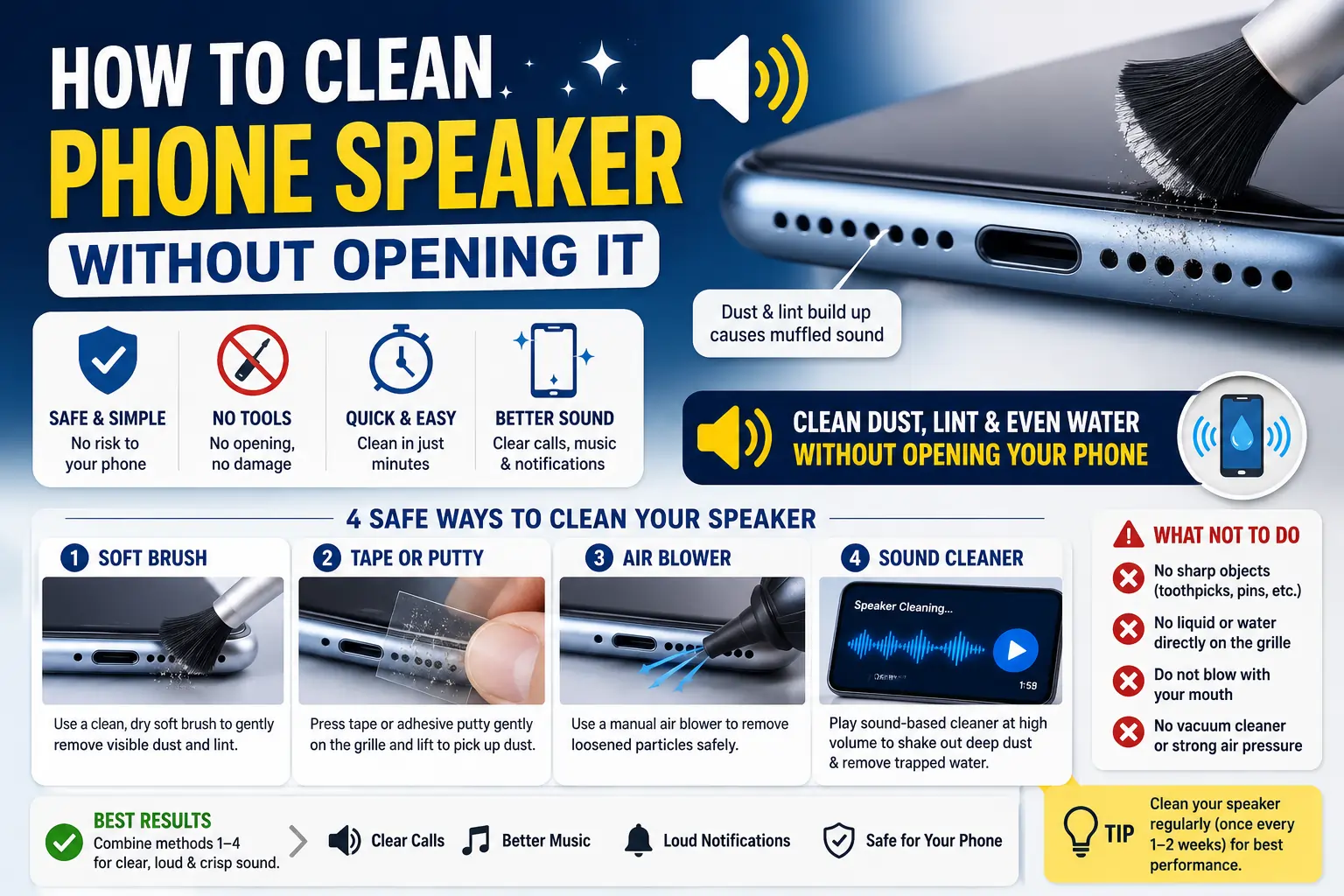 How to Clean Phone Speaker Without Opening It -