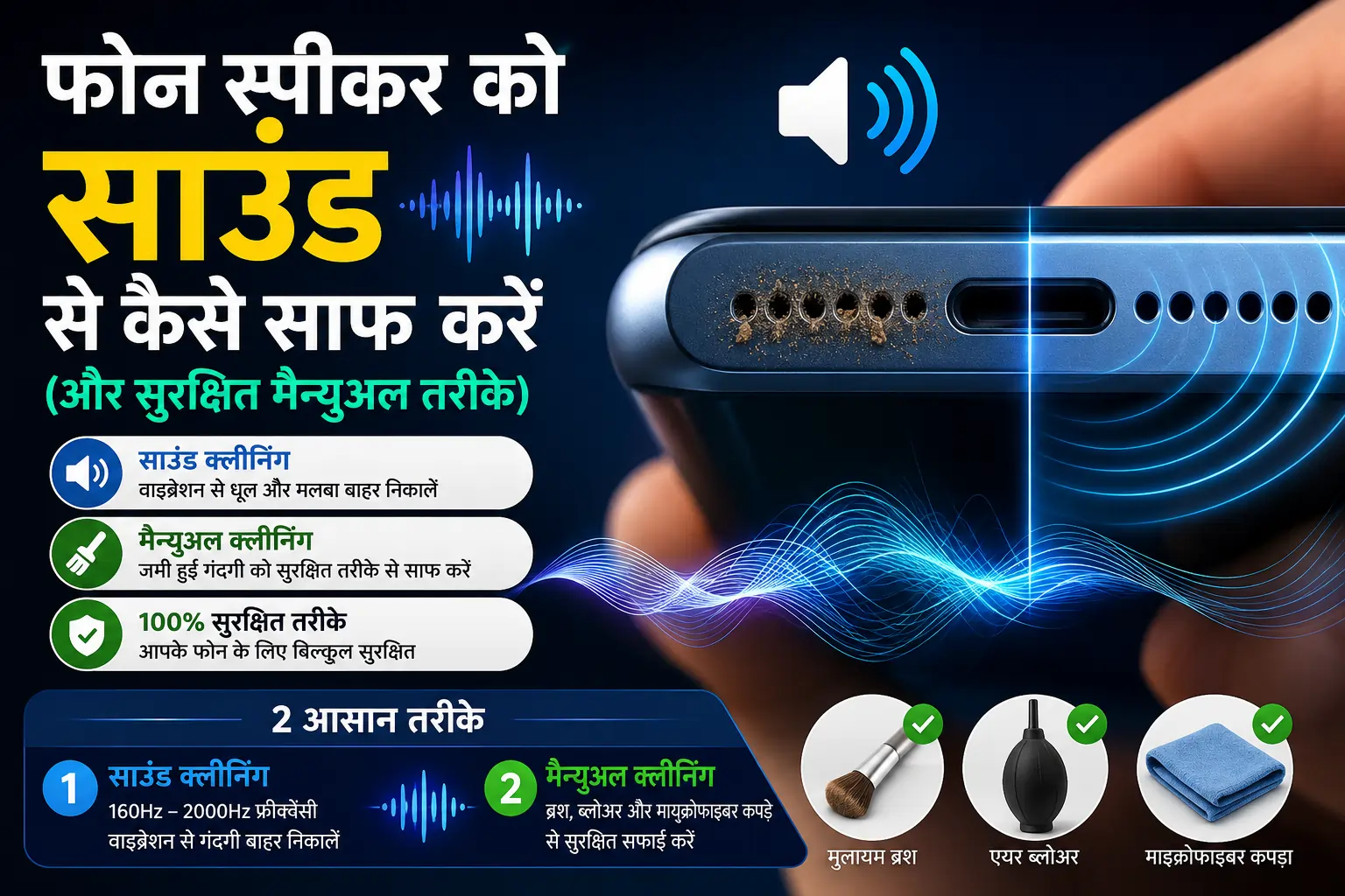 फोन स्पीकर को साउंड से कैसे साफ करें (और सुरक्षित मैन्युअल तरीके) -